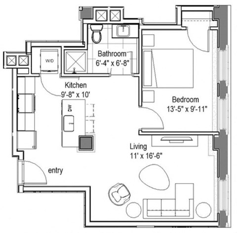 GW Harrison Floor Plan at The Georgian Apartments, St Louis, 63104